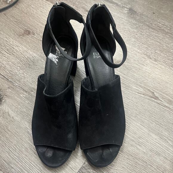 Eileen Fisher Matty Suede Platform Sandal Black Suede Women’s SZ 11 - Picture 2 of 9